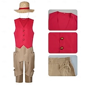 billige Kostymer for menn-Haveventyrer Stråhattpirat Cosplay kostyme Drakter Anime for Herre Voksne Halloween Karneval Maskerade Feriereise Ytelse Comic Con