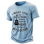  Lustiges Gitarristen-T-Shirt: „Ich sehe vielleicht so aus, als würde ich dir zuhören, aber in Gedanken spiele ich Gitarre.“ Vintage-blaues Grafik-T-Shirt für Musikliebhaber. Größen: M, L, XL, XXL,