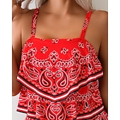 economico Surfing Tankinis &amp; Bikinis-Per donna Standard Costume da bagno Tankini 2 pezzi Paisley Stampato Boyleg Asciugatura Rapida Elastico Senza Maniche Costume da Bagno Costume da bagno Surf Spiaggia Nuoto Estate