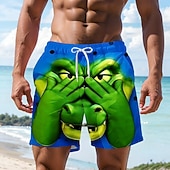  Homens Desenho Animado Crocodilo Cobrir os olhos Calção Justo de Natação Shorts de Natação Bermuda de Surf Cintura Média Havaiana Engraçado férias na praia Bolsos laterais Forro de malha Cintura
