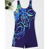 preiswerte One Pieces Rash Guards-Damen Mittel One Piece Rash Guards Badeanzug Badeanzüge Abstrakt Offener Rücken UV Schutz Elastisch Ärmellos Bademode Bodysuit Surfen Tauchen Schwimmen Sommer