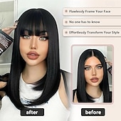 levne Ofiny-Sponky na ofinu pro ženy - syntetický příčesek s umělou ofinou a sponami, snadno použitelná sponka s ofinou pro okamžitou změnu stylu h2/426#