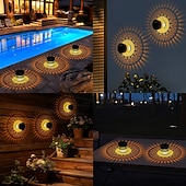 levne Venkovní nástěnná světla-2 ks venkovní solární vodotěsné kreativní duté válcové železné projekční nástěnné osvětlení, závěsné lucerny pro zahradu, dvůr, cestu, trávník, schodiště, krajinářské osvětlení, venkovní dekoraci