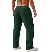 preiswerte Freizeithosen-Herren Hose Cordhose Baggy-Hosen Freizeithose Kordelzug Gerader Schnitt Einfarbig Komfort Volle Länge Täglich Outdoor Streetwear Urlaub Mode Blau Schwarz Mikroelastisch