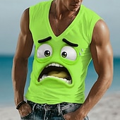 economico Magliette 3D-Per uomo 3D Emote divertenti Maglietta Senza Maniche maglietta Stampa 3D Scollo a V Camicia Tropicale All'aperto Vacanza Camicia hawaiana Blu Giallo Viola Estate Primavera Abbigliamento S M L XL XXL