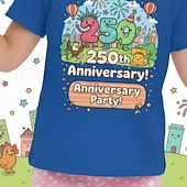  Mädchen 3D Grafik 250-jähriges Jubiläum T-Shirt Kurzarm 3D-Druck Sommer Frühling Sport Mode Streetwear Kinder 4-12 Jahre Rundhalsausschnitt Lässig Täglich Outdoor Normale Passform