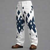 Χαμηλού Κόστους ανδρικό παντελόνι με 3d printed-Ανδρικά Γεωμετρικό Πλέγμα / καρό Αφηρημένο Παντελόνια Παντελόνι επίσημο Παντελόνι κοστούμι Μεσαία Μέση Καθημερινό ΕΞΩΤΕΡΙΚΟΥ ΧΩΡΟΥ Καθημερινή Ένδυση