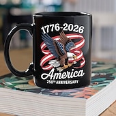 olcso Bögrék és csészék-Egyesült Államok 250. évfordulójára készült bögre hazafias ajándék, félötszáz éves kerámia kávésbögre, 1776-2026 Amerika 250, függetlenség napja, július 4., ajándék férfiaknak és nőknek, mikrohullámú