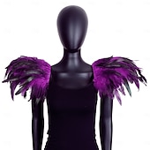 abordables Accesorios-Carnaval 2026 Accesorios de Samba del Carnaval de Río Hombreras de Plumas Negras para Mujeres Alas de Hombro de Disfraz Victoriano Gótico Disfraz para Festival de Brasil