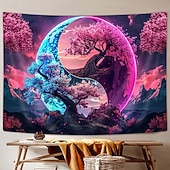 halpa Seinäverhot-esteettinen itämainen seinätaidekuvakudos perinteinen kiinalainen mustemaisema punainen luumukukka pagodi vuori sumu seesteinen zen-sisustus meditaatioon joogastudio