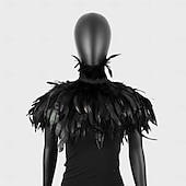 olcso kiegészítők-Karnevál 2026 Riói Karnevál Szamba Kiegészítők Nők Fekete Toll Köpeny Sál Magas Gallérral Brazíliai Fesztivál Előadói Jelmez