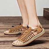 economico Infradito da Vacanza-sandali da uomo color cuoio con cinturini regolabili, traspiranti e comodi, ideali per attività estive all'aperto e vacanze