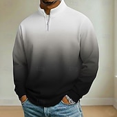 Недорогие Мужское геометрическое поло-Муж. Градиентная рампа Рубашки поло Длинный рукав Воротник-стойка Одежда для спорта и отдыха Отпуск Одежда для спорта и отдыха На каждый день 3D печать Весна Осень Синий Черный Лиловый