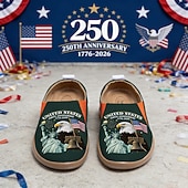 voordelige Vrouwenschoenen-Verenigde Staten 250e Jubileum Dames USA Gedrukte Brede Slip-On Schoenen – Lichtgewicht Wandelschoenen Patriottische Stedelijke Casual Stijl voor Straatmode Festivals Reizen  Dagelijks Gebruik
