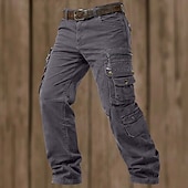 זול מכנסי דגמ"ח-בגדי ריקוד גברים מכנסי קרגו מכנסיים מכנסי עבודה כיס מרובה כיס דש אחיד באורך מלא קזו'אל יומי בָּחוּץ חופשה קלסי מונח בצורה רפויה שחור ירוק צבא קשיח