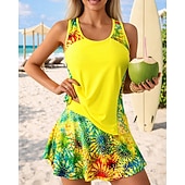 رخيصةأون تنجيد السباحة وبيكيني-نسائي ثوب السباحة تانكيني قطعتين استوائي سريع جاف مطاط بدون كم ملابس السباحة تزلج على الماء شاطئ سباحة الصيف