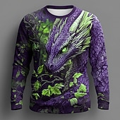 Χαμηλού Κόστους Μπλουζάκια με ζωικά σχέδια-Ανδρικά Ζώο Αστείος Μπλουζάκι Μακρυμάνικο Κοντομάνικη μπλούζα 3D εκτύπωση Στρογγυλή Ψηλή Λαιμόκοψη Πουκάμισο Μοντέρνα Βασικό Causal Καθημερινά Δρόμος Θαλασσί Κίτρινο Βυσσινί Καλοκαίρι Άνοιξη Ρούχα