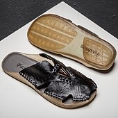 economico Sandali casual-sandali da uomo in similpelle marrone, tomaia cucita a mano, plantare comodo, stile casual rilassato, adatti per il tempo libero estivo e per l'uso interno