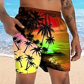 levne Tropické rostliny a květiny-Pánské Plameňák Kokosový strom Tropické rostliny Podšívané šortky Plavecké šortky 2v1 Plavky pánské Středně vysoký pas Havajské Dovolená Boční kapsy S kompresní vložkou Elastická šňůrka v pase Návrhář