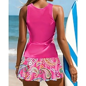 Недорогие Серфинг Танкини и Бикини-Жен. Купальник с цветочным принтом Танкини 2 предм. С принтом Эластичный Без рукавов Купальники Серфинг Для погружения с трубкой Плавание Лето