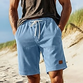 billige Hverdagsshorts-Herre Shorts Sommershorts Strandshorts Casual shorts Corduroy shorts Snorer Elastisk midje Med Tekstur Helfarge Komfort Pustende Kort Daglig utendørs Strand Ferie Mote Navyblå Lilla Uelastisk
