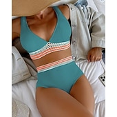 baratos Surfistas Tankinis &amp; Bikinis-Women's Regular Surfing Tankinis &amp; Bikinis Bathing Top 2 Pieces Geometric Open Back UV Protection Elastic Sleeveless Swimwear Surfing Diving Swimming Summer