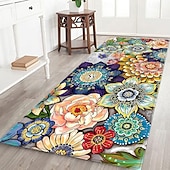 cheap Rugs &amp; Mats &amp; Carpets-Hallway Runner Rug Bohemian Patterned Flannel Fabric Printed Home Floor Decoration Mat Non Slip Soft Door Mat Entrance Bathroom Floor Rug