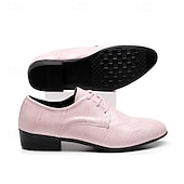 Χαμηλού Κόστους Derby παπούτσια-Ανδρικά ροζ παπούτσια με ανάγλυφο κροκόδειλο, δερμάτινο επάνω μέρος με κορδόνια, μοντέρνο στυλ, ιδανικά για μοντέρνους άνδρες σε γάμους και εκδηλώσεις