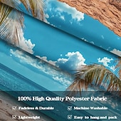 cheap Ocean Beach Tapestry-Beach Landscape Window Tapestry Tropic Ocean Palm Tree Seaside Wall Backdrop Summer Mural for Living Room Bedroom Office Decor
