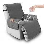 billige Reclinerdeksel-100 % vanntett sofatrekk lenestoltrekk lenestoltrekk sklisikkert hundestoltrekk møbelbeskytter vaskbart trekk med lomme elastiske stropper for kjæledyr hunder (mørk grå, 23,6")