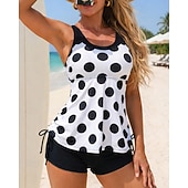 abordables Surfing Tankinis &amp; Bikinis-Mujer Traje de baño Tankini 2 Piezas Impreso Boyleg Secado rápido Elástico Sin Mangas Bañadores Traje de baño Surf Playa Natación Verano