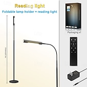 ieftine Luminile decorative inteligente-Lampă de podea cu LED pentru citit, canapea, lampă de podea care atrage privirile, cu reglare continuă a intensității luminii, lumină albă caldă, telecomandă, lampă de podea modernă de noptieră pentru