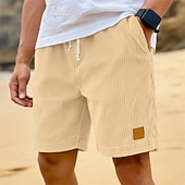 baratos Calções Estilo Casual-Homens Shorts de verão Shorts de praia Shorts casuais Shorts de veludo cotelê Com Cordão Cintura elástica Côr Sólida Conforto Respirável Comprimento do joelho Diário Ao ar livre Feriado Férias Moda
