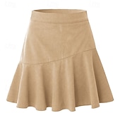 preiswerte Lässige Röcke-Damen Elegant Mode Lässig Mini Mittlere Hüfthöhe Röcke Einfach Gerafft Mikroelastisch Täglich Straße Schwarz Braun Beige Herbst