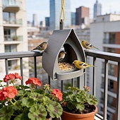 Χαμηλού Κόστους Υπαίθρια κρεμάστρα τοίχου-Κρεμαστή ταΐστρα πουλιών για κήπο με στέγη, πλαστική κρεμαστή ταΐστρα πουλιών, διακοσμητικός σταθμός ανοιχτού σχεδιασμού, ταΐστρες πουλιών για εξωτερικούς χώρους, ιδανικές για αυλή, αίθριο, κήπο και