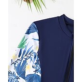 economico Rash Guards Interi-Per donna Standard Top sottomuta Tankini e bikini da surf Costumi da bagno Tropicale Con zip Protezione UV Elastico Manica Lunga Costume da Bagno Surf Immersione Nuoto Estate