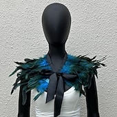 cheap Accessories-Carnival 2026 Rio Carnival Samba Accessories Women's Black Feather Cape Shawl with Satin Ribbon Tie Brazil Festival Performance Costume
