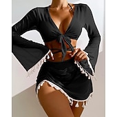 economico Surfing Tankinis &amp; Bikinis-Per donna Bikini Top bikini con scollo all'americana Costume da bagno Tinta unita Con copertura Protezione UV Asciugatura Rapida Alta elasticità Manica Lunga Costume da Bagno Costume da bagno Surf