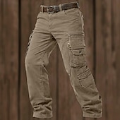 זול מכנסי דגמ"ח-בגדי ריקוד גברים מכנסי קרגו מכנסיים מכנסי עבודה כיס מרובה כיס דש אחיד באורך מלא קזו'אל יומי בָּחוּץ חופשה קלסי מונח בצורה רפויה שחור ירוק צבא קשיח