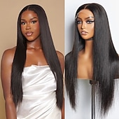 voordelige Pruiken van echt haar, met kanten voorzijde-13*6 Front Lace Wig Straight Hair Lace Wig 150% Density 14-26 Inches For Black Women