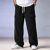 abordables pantalons décontractés-Homme Pantalons Pantalon en velours côtelé Pantalons Amples Pantalon décontracté Taille Élastique Jambe Droite Couleur Unie Confort Évacuation de l'Humidité Longueur complète Occasionnel Quotidien