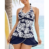 preiswerte Surfen Tankinis &amp; Bikinis-Damen Standard Badeanzug Tankini 2 Teile Bedruckt Schnelltrocknend Elastisch Ärmellos Bademode Badeanzug Surfen Strand Schwimmen Sommer
