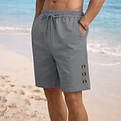 ieftine Vacanţă-Bărbați Pantaloni Scurți Pantaloni scurți din in Pantaloni scurți de vară Pantaloni scurți de plajă Cordon Talie elastică Simplu Confort Respirabil Lungimea genunchiului Zilnic În aer liber Concediu