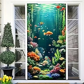 cheap Garage &amp; Door Banners-Underwater World Aquarium Door Banner Colorful Ocean Fish Coral Reef Wall Hanging Decoration Home Porch Decor