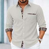 economico Camicie eleganti da uomo-Per uomo Camicia Camicia elegante Camicia di Velluto a Coste Camicia con Bottoni Plaid Casuale Quotidiano Nero Blu marino Arancione Verde Manica Lunga Collo ripiegato Tutte le stagioni Abbigliamento