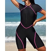 halpa One Pieces Rash Guards-Naisten Vakio Ihottumissuoja One Pieces -ihottumasuojat Uimapuku Värien estäminen Sulkea jnk vetoketju UV suoja Elastinen Lyhythihainen Uima-asut Kokopuku Lainelautailu Sukellus Uinti Kesä