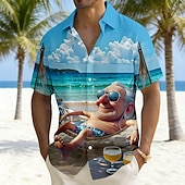  Per uomo Cartoni animati Vecchio Uomo Camicia Camicia hawaiana estiva Camicia con Bottoni Manica Corta Divertente Vacanza Ferie Abbigliamento mare Estate Primavera Collo ripiegato Stampa 3D Camicia