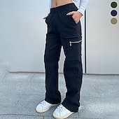 olcso Alsók-Női Teher nadrág Planinarske hlače Nyár Tavasz Külső Normál Vízálló Alsók Zseb Rugalmas derék Fekete Katonai zöld Kempingezés és túrázás Futás S M L