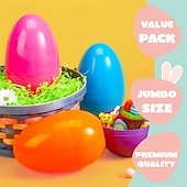 cheap Novelty Toys-18/30 Pcs Large Plastic Easter Eggs, 4.8 Inch Colorful Jumbo Fillable Eggs for Easter Egg Hunt, Easter Basket Stuffers, Basket Fillers, Party Favors, Classroom Prizes, Treat Candy Containers