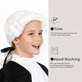 baratos Perucas Históricas-Peruca Longa Cacheada de Juiz Colonial Cosplay – Leve e Transformativa para Eventos e Festas